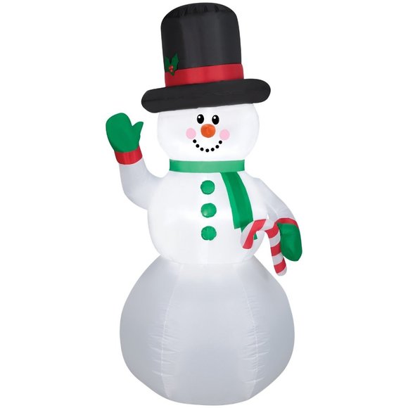 Holiday Time Airblown Inflatable Snowman with Candy Cane 7 Feet Yard Decor - Picture 2 of 6